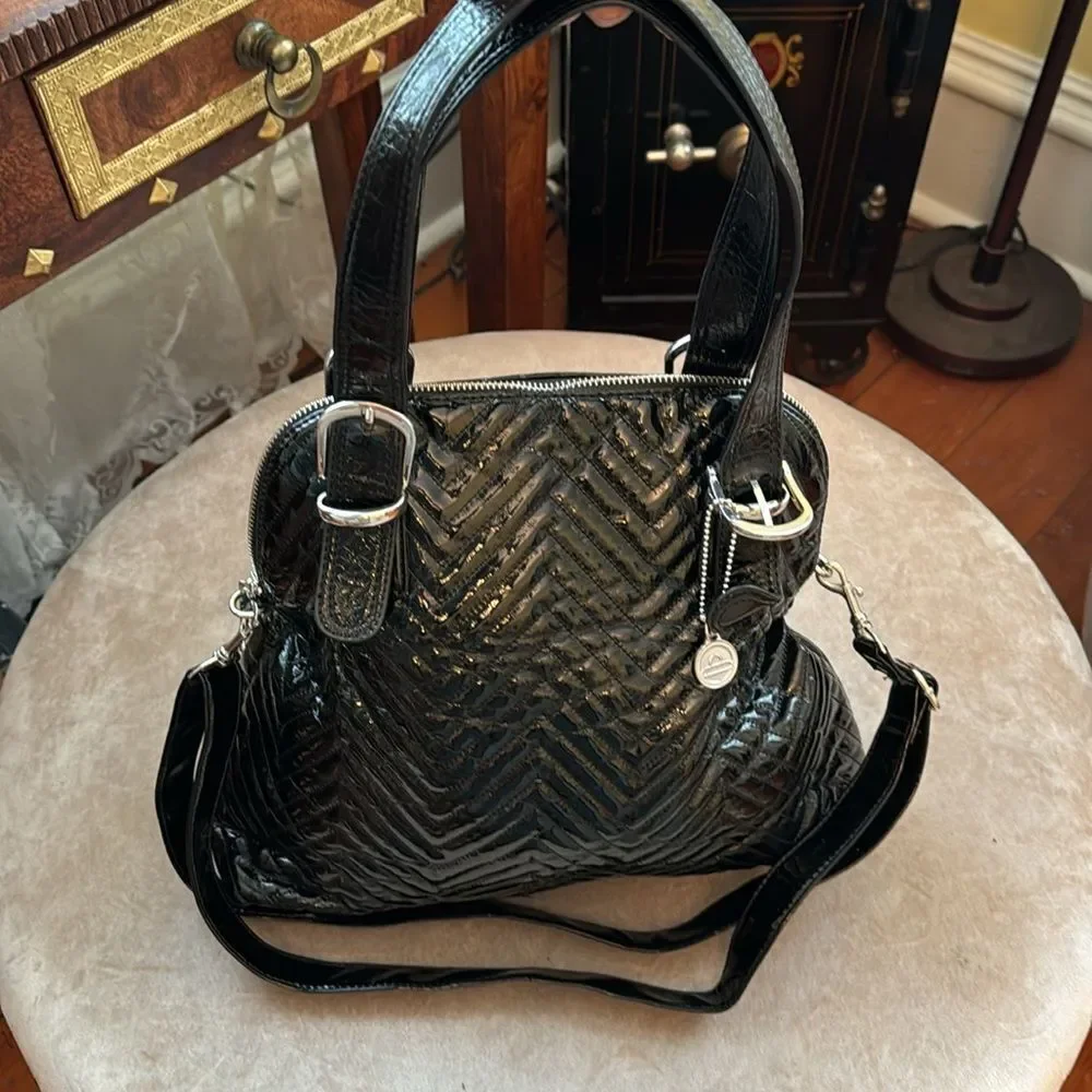 *Big Buddah* Large Quilted Black Patent Shoulder Bag EUC - Picture 8 of 10